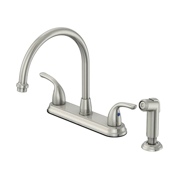 Oakbrook Collection OakBrook Pacifica Two Handle Brushed Nickel Kitchen Faucet Side Sprayer Included 67157-1104 - main
